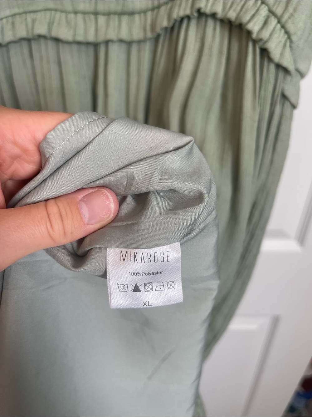 Mikarose Light Sage V-Neck Ruffle Dress - Picture 6 of 7
